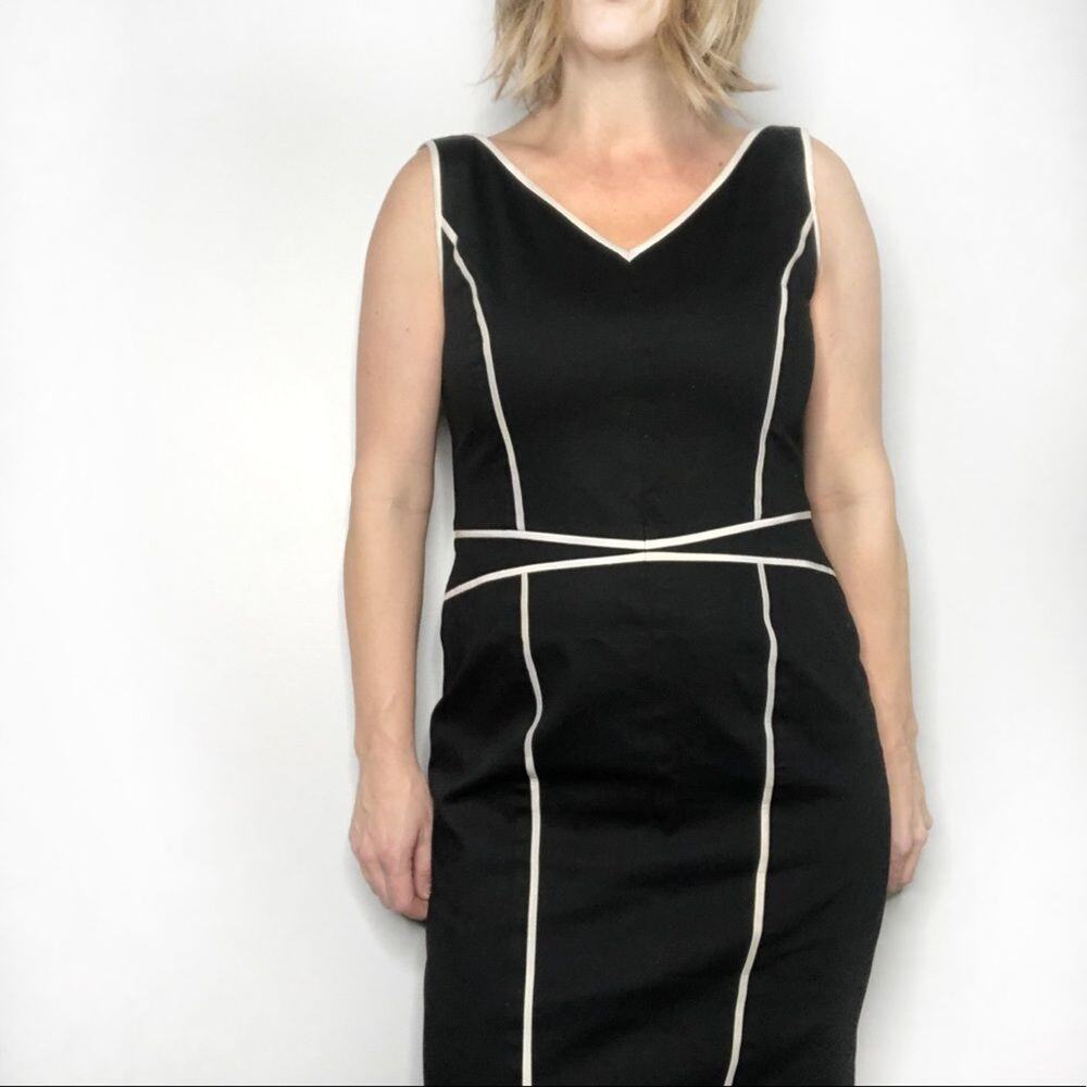 DONCASTER Black and White Sheath Dress